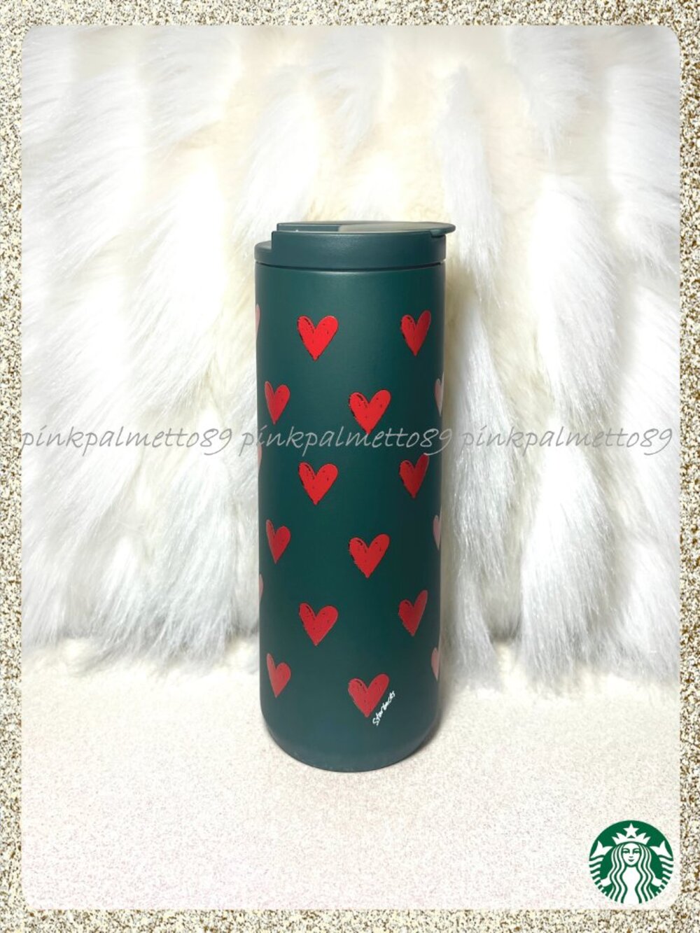 ❤️ NWT 2026 Starbucks Valentine's Day Hearts Matte Green SS 16oz Tumbler